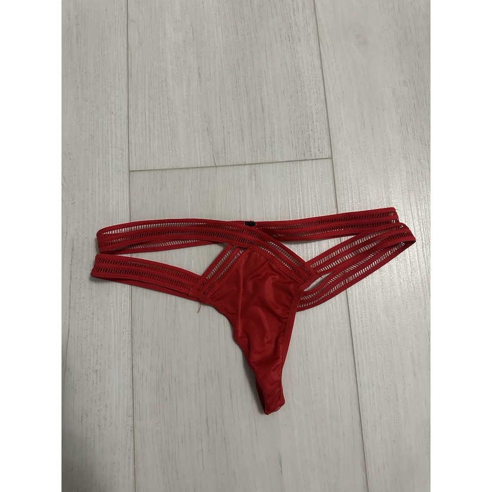 NWOT Victoria's Secret Thong Sz S Red Strappy Caged